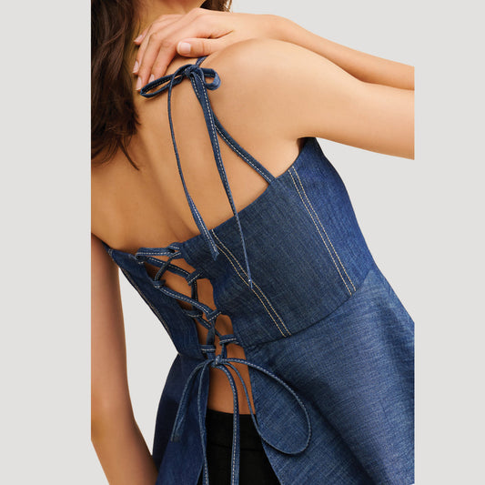 Denim Peplum Top