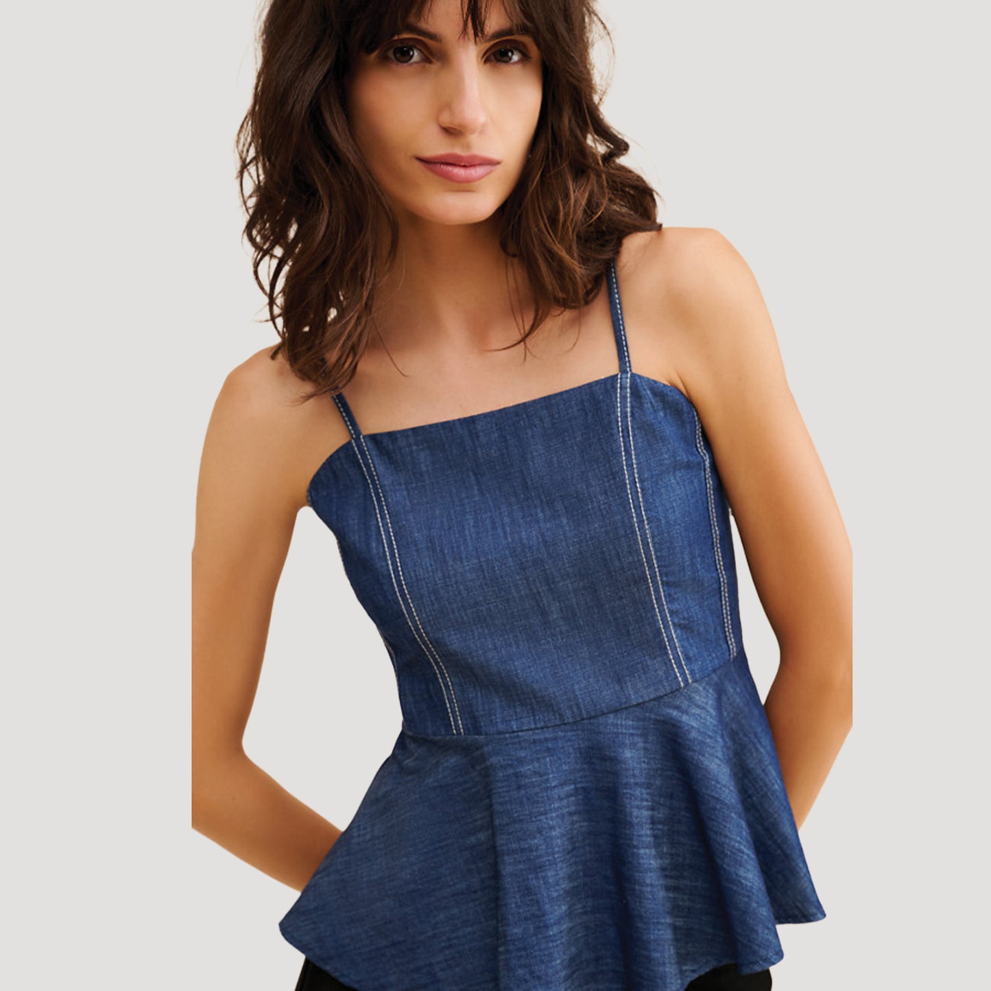 Denim Peplum Top
