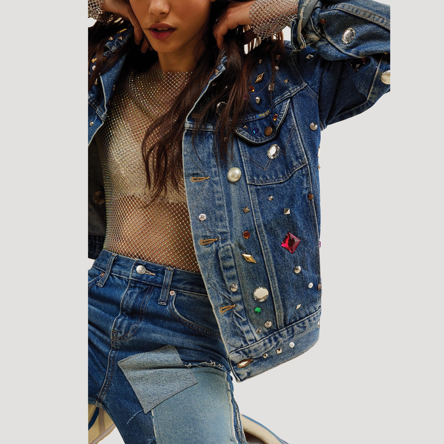 Tricia Fix Morgan Studded Denim Jacket