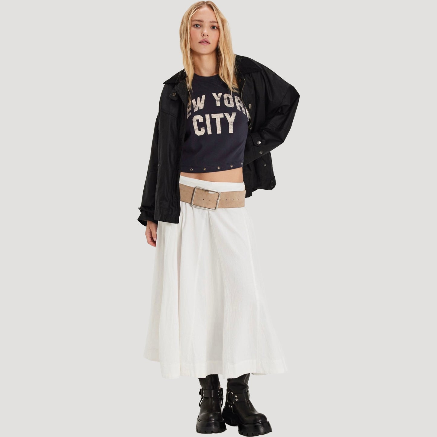 Tricia Fix Noir Grommet Crop Tee
