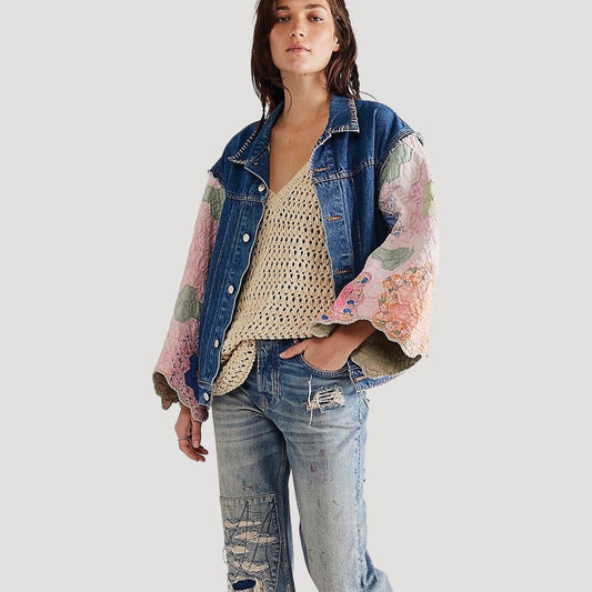 Tricia Fix Patchwork Quilted Denim Jacket