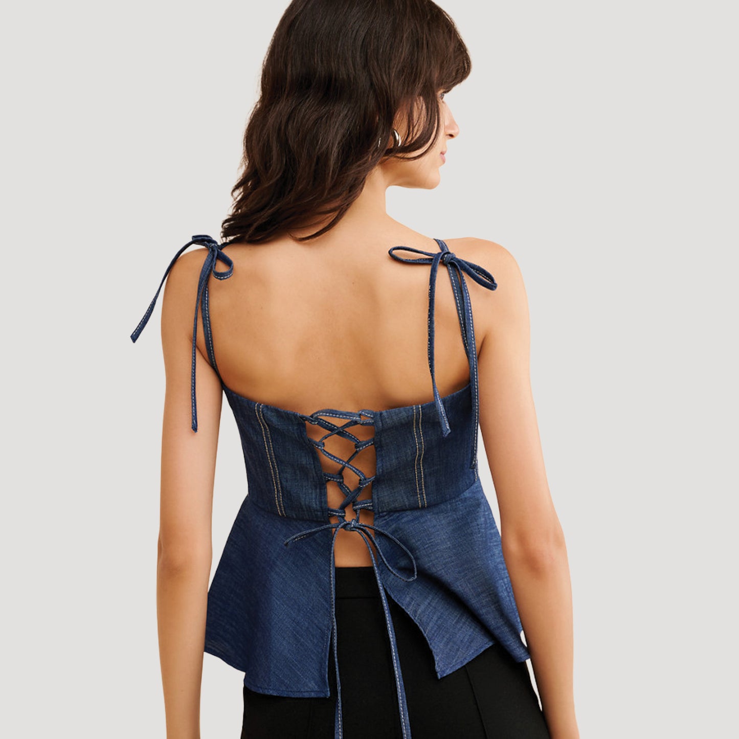 Denim Peplum Top