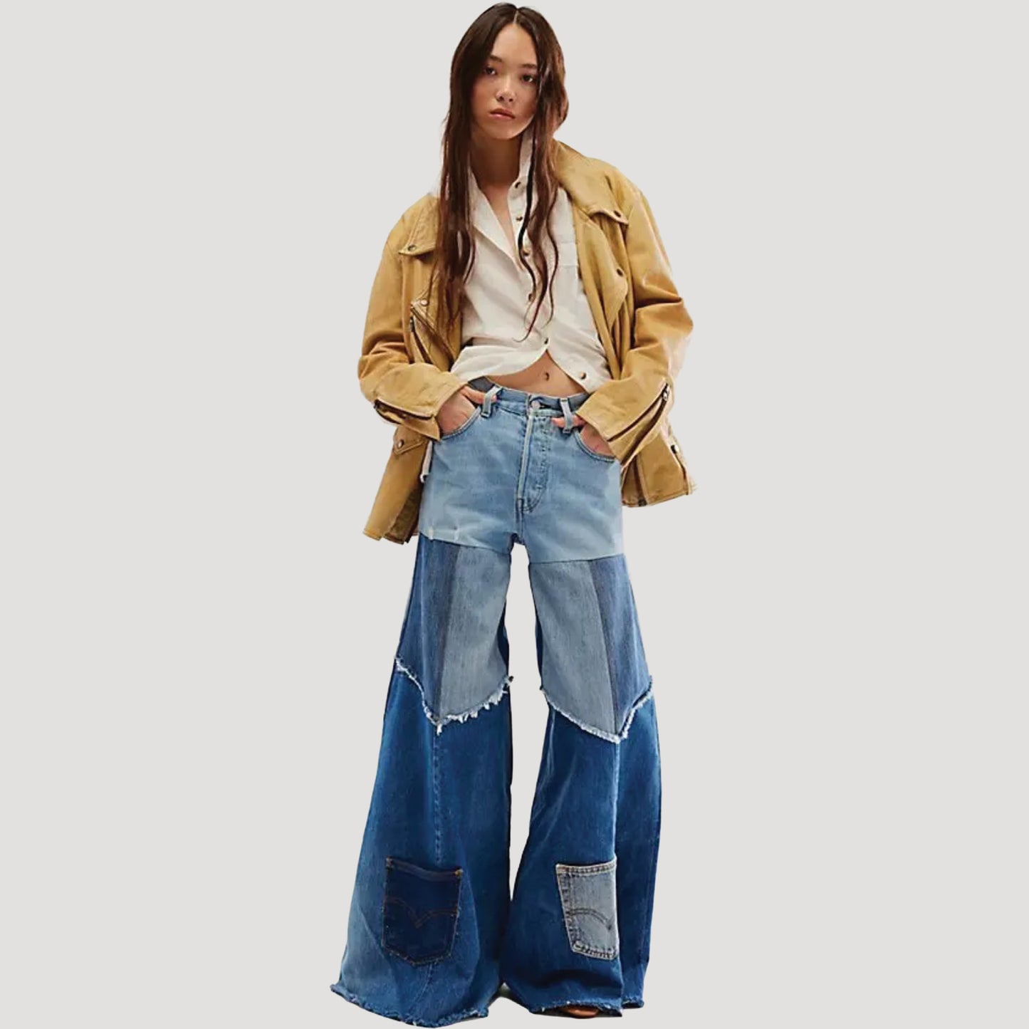 FP x Tricia Fix Reworked Denim Bell Jeans