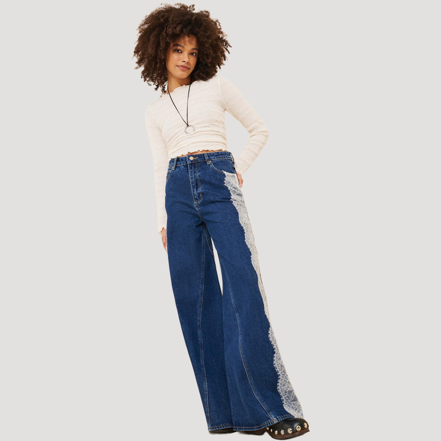 Lace Hem Jeans