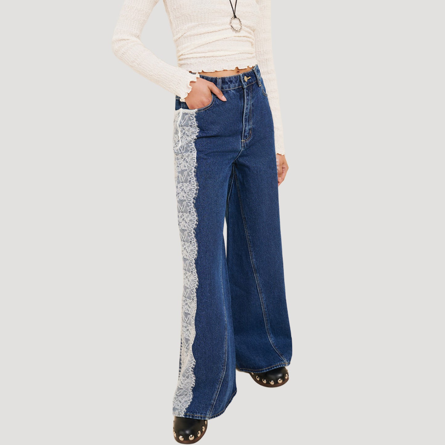 Lace Hem Jeans