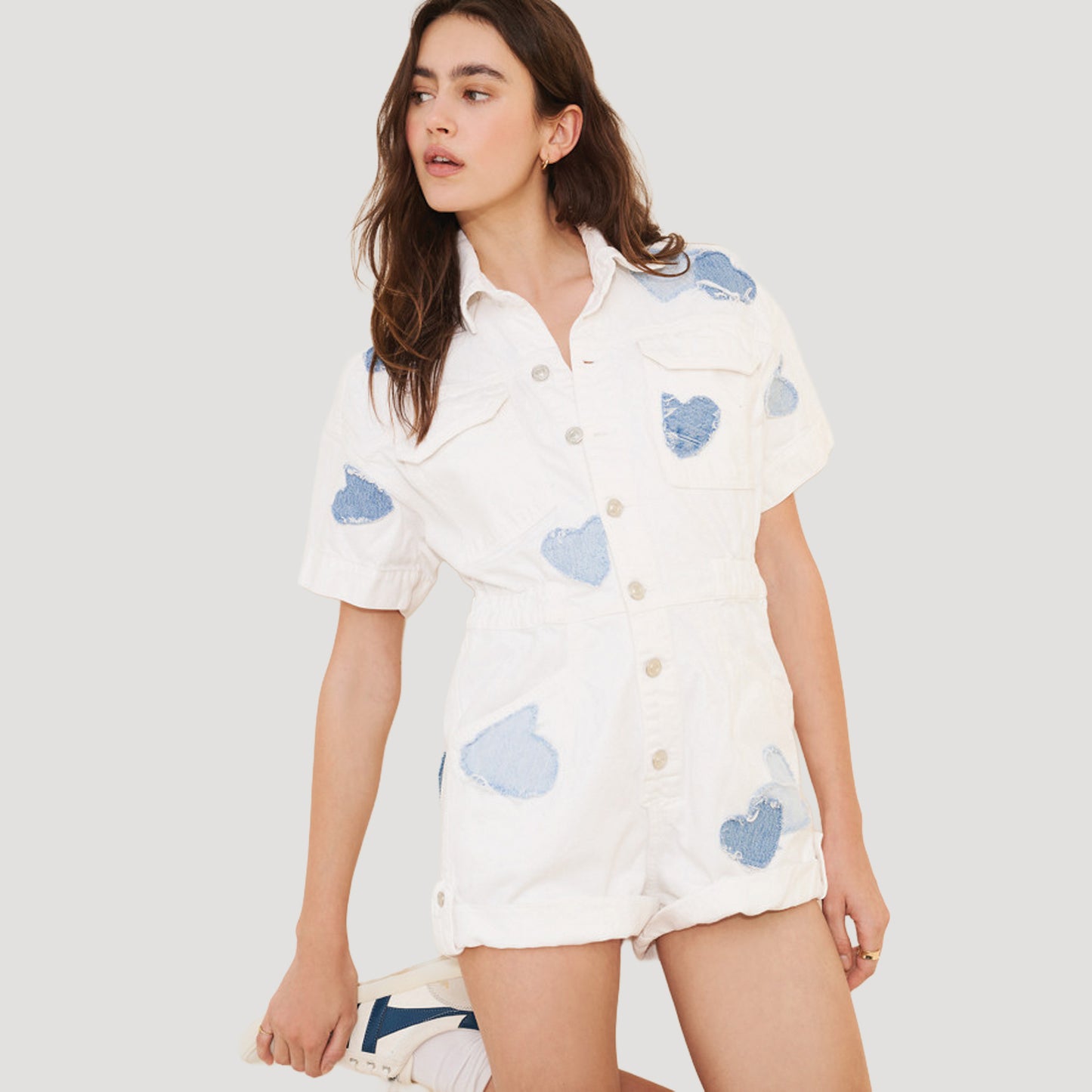 Patchwork Denim Shortalls