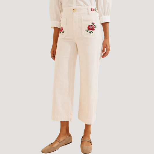 Reworked Embroidered Colette Corduroy Pants