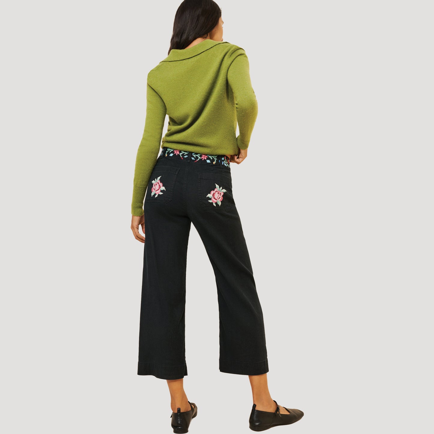 Reworked Embroidered Colette Linen Pants