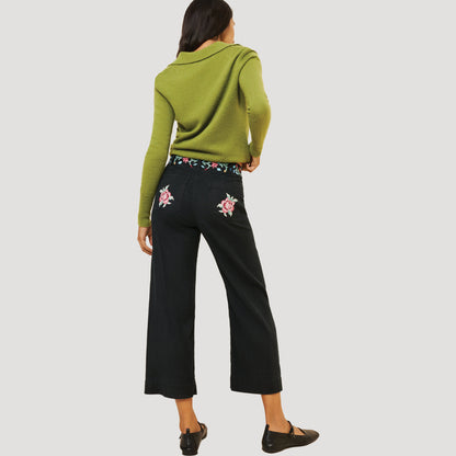 Reworked Embroidered Colette Linen Pants