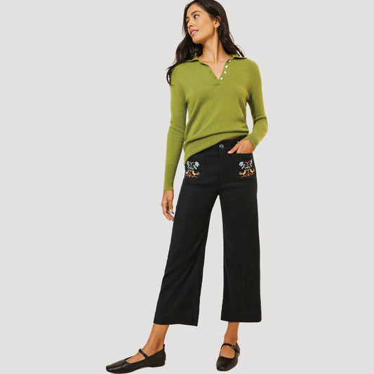 Reworked Embroidered Colette Linen Pants