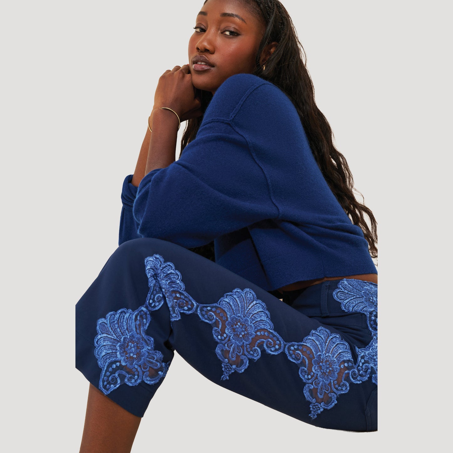 Reworked Lace Colette Ponte Pants