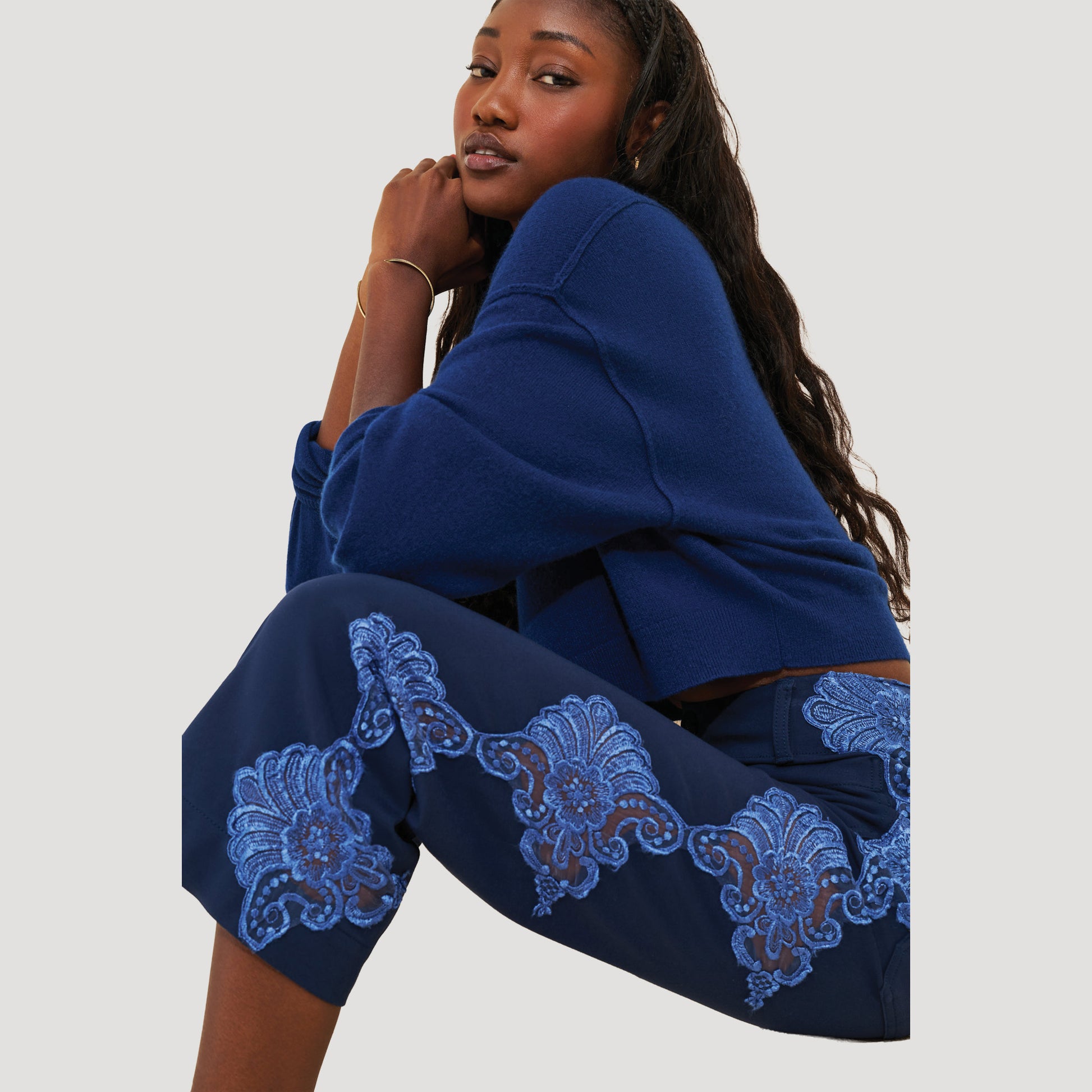 Reworked Lace Colette Ponte Pants