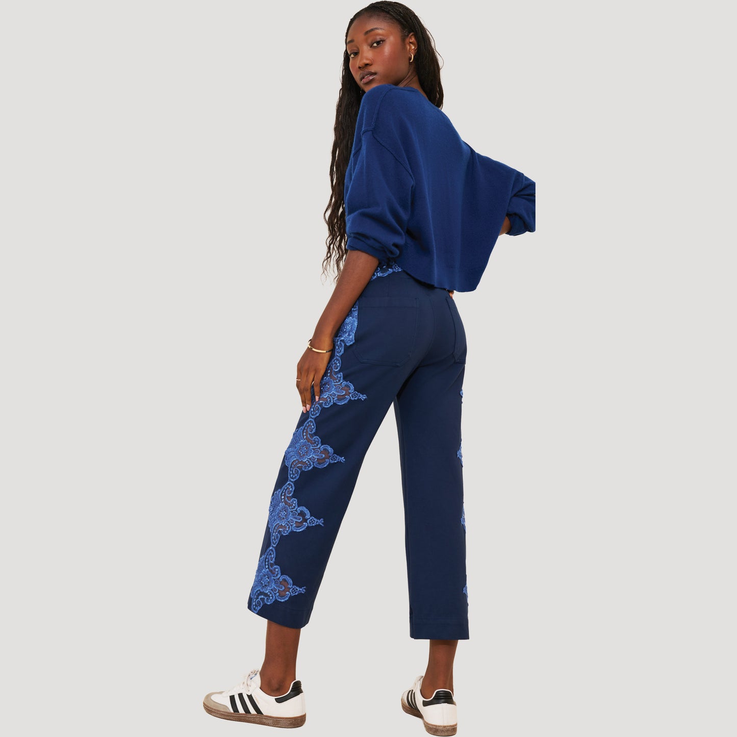 Reworked Lace Colette Ponte Pants