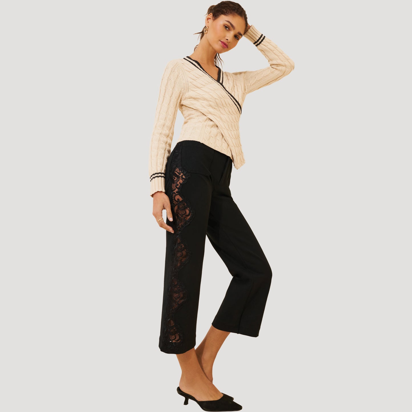 Reworked Lace Colette Ponte Pants