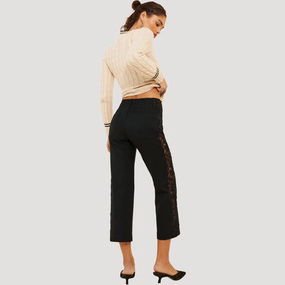 Reworked Lace Colette Ponte Pants