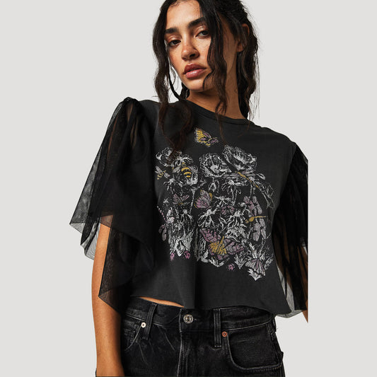 Tricia Fix Butterfly Bubble Sleeve Top