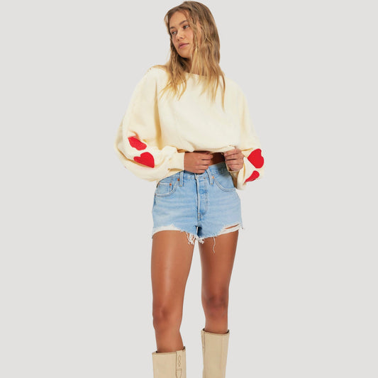 Tricia Fix Crochet Heart Crew Neck Sweater