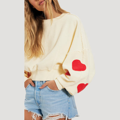 Tricia Fix Crochet Heart Crew Neck Sweater