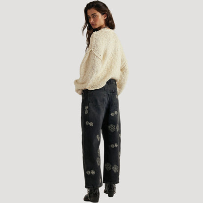 Tricia Fix Deep Trance Boyfriend Embroidered Jeans