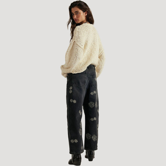 Tricia Fix Deep Trance Boyfriend Embroidered Jeans