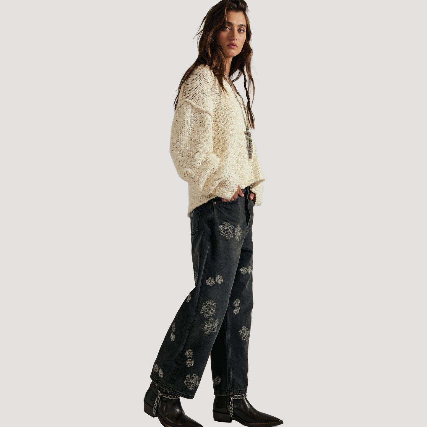 Tricia Fix Deep Trance Boyfriend Embroidered Jeans