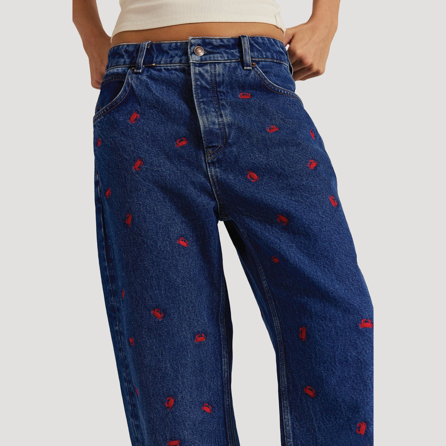 Tricia Fix Deep Trance Boyfriend Embroidered Jeans