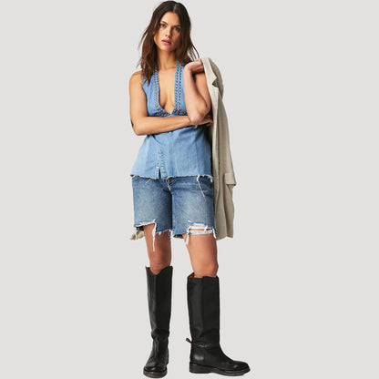 Tricia Fix Denim Studded Halter