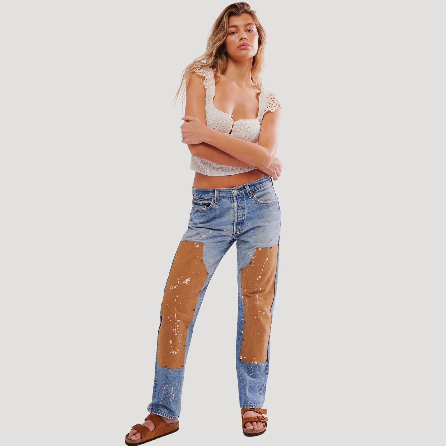 Tricia Fix Double Patched Carpenter Jeans