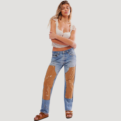 Tricia Fix Double Patched Carpenter Jeans