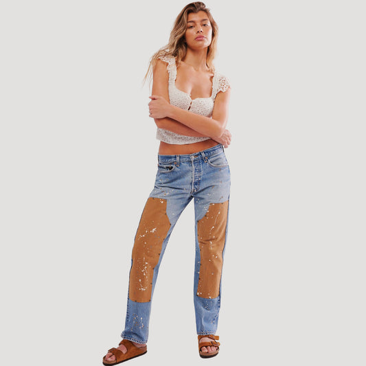 Tricia Fix Double Patched Carpenter Jeans