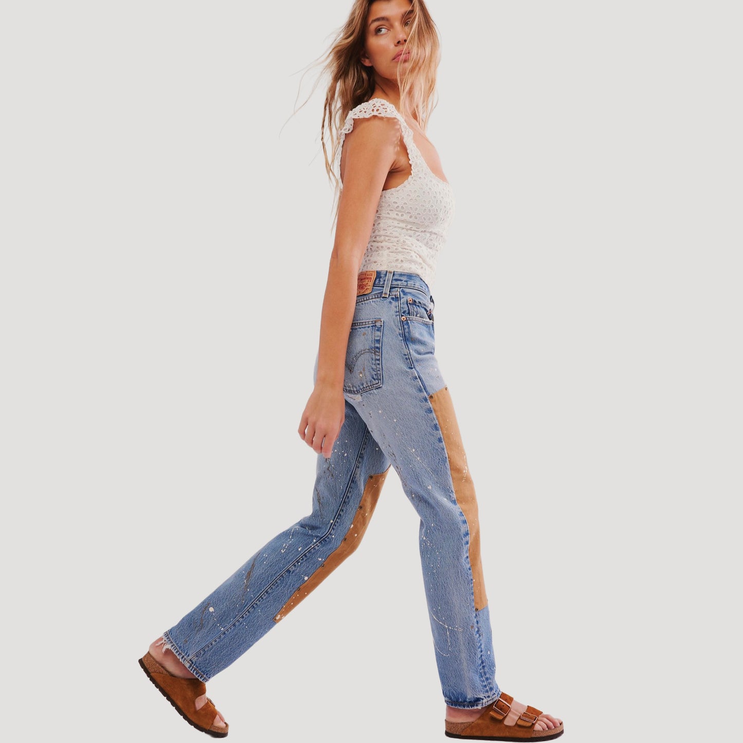Tricia Fix Double Patched Carpenter Jeans