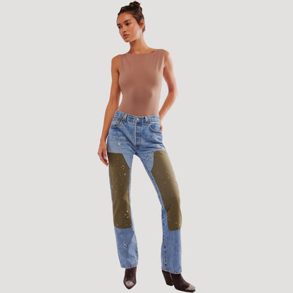 Tricia Fix Double Patched Carpenter Jeans