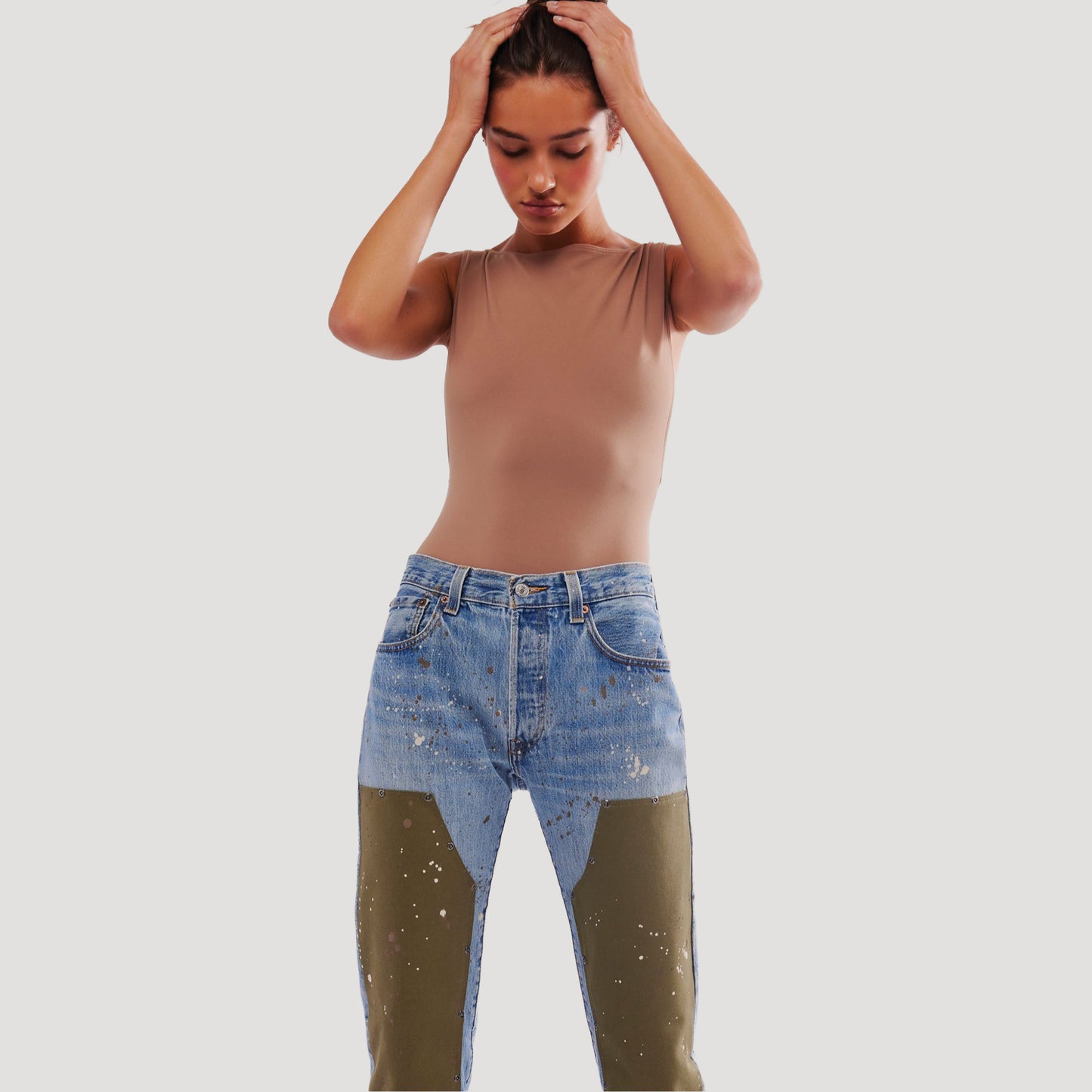 Tricia Fix Double Patched Carpenter Jeans