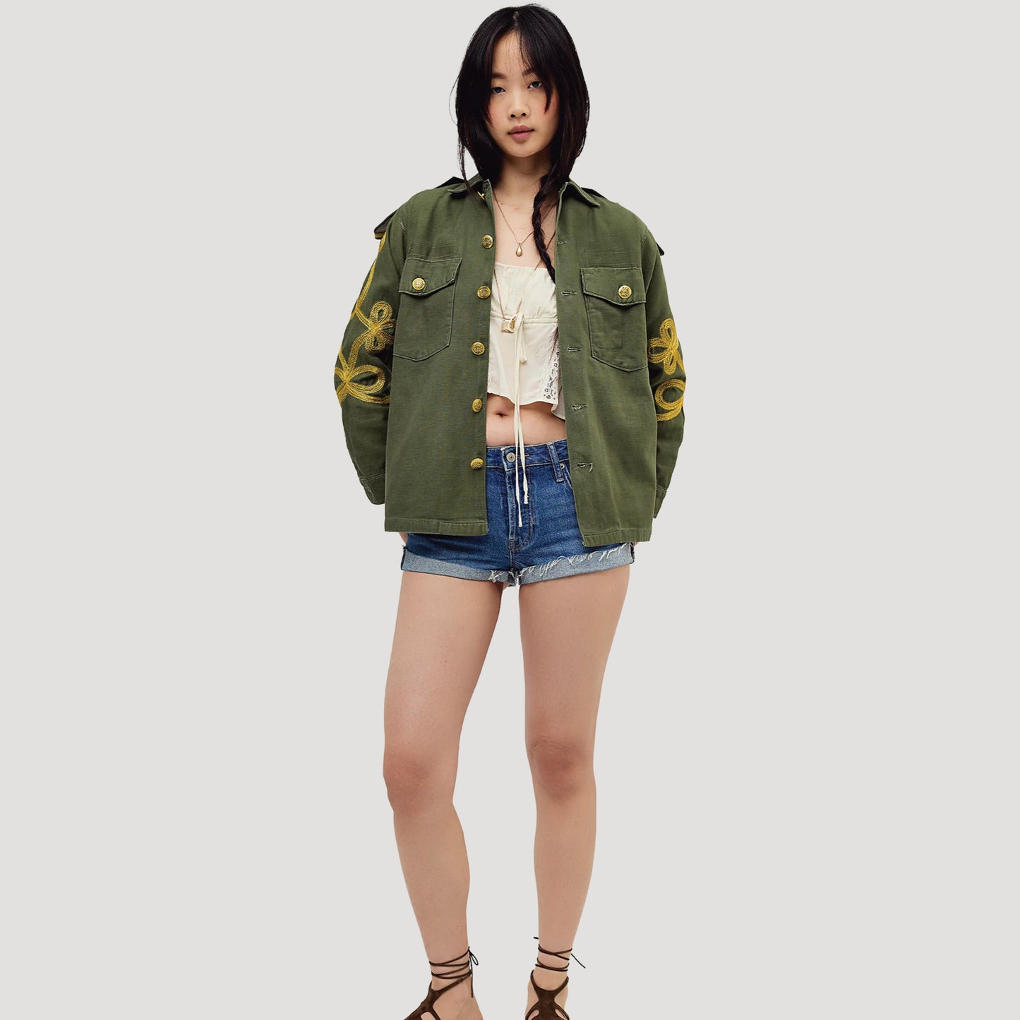 Tricia Fix Embroidered Military Jacket