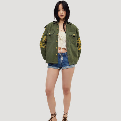 Tricia Fix Embroidered Military Jacket