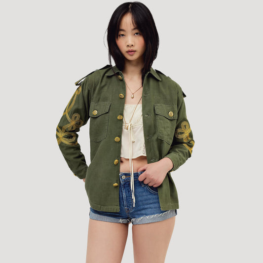 Tricia Fix Embroidered Military Jacket