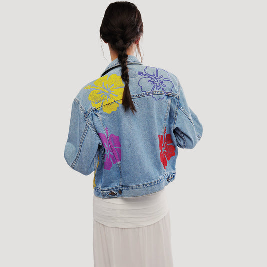 Tricia Fix Hibiscus Denim Jacket