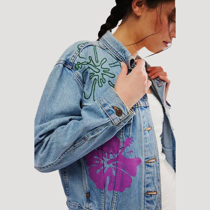 Tricia Fix Hibiscus Denim Jacket