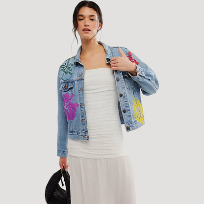 Tricia Fix Hibiscus Denim Jacket