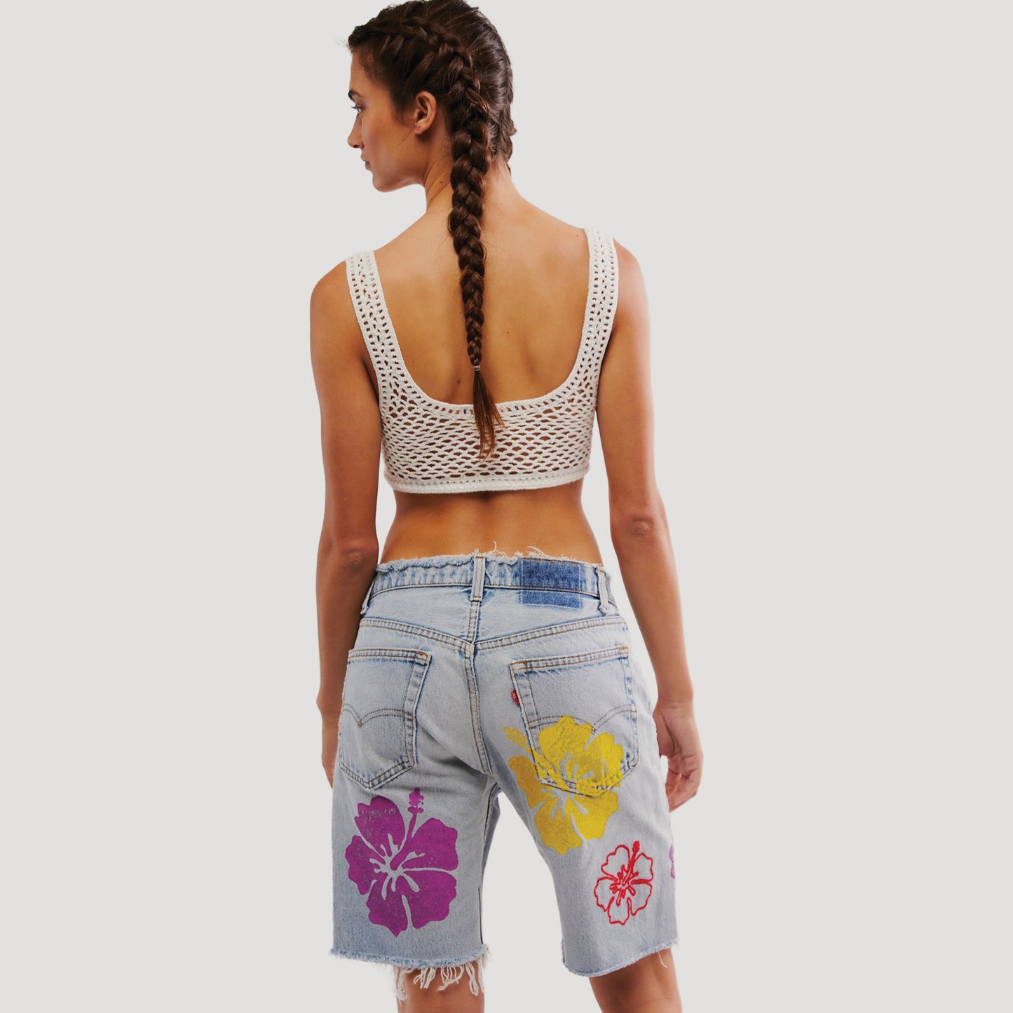 Tricia Fix Hibiscus Denim Shorts