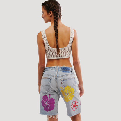 Tricia Fix Hibiscus Denim Shorts