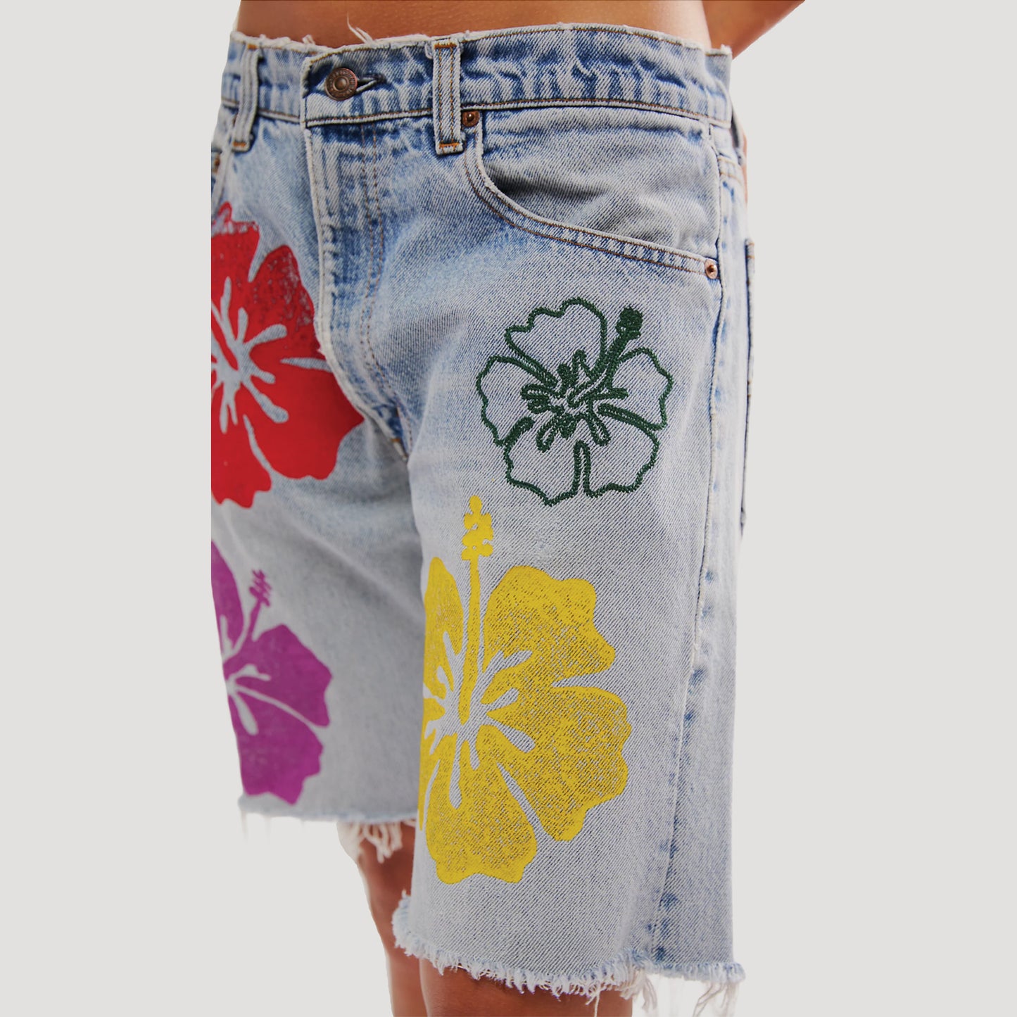 Tricia Fix Hibiscus Denim Shorts
