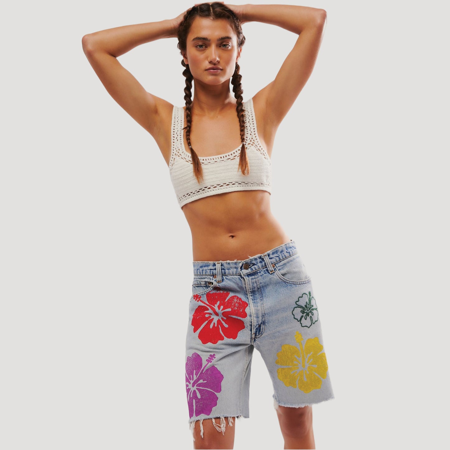Tricia Fix Hibiscus Denim Shorts