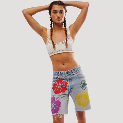 Tricia Fix Hibiscus Denim Shorts