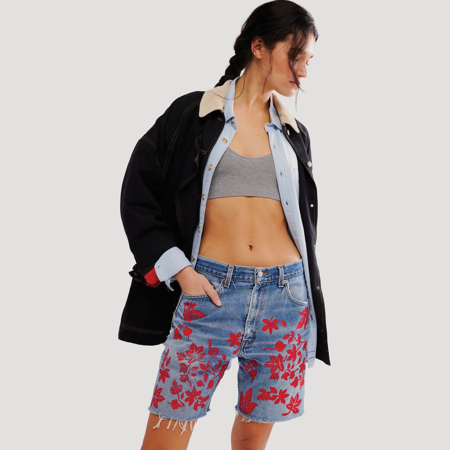 Tricia Fix Indigo Floral Shorts