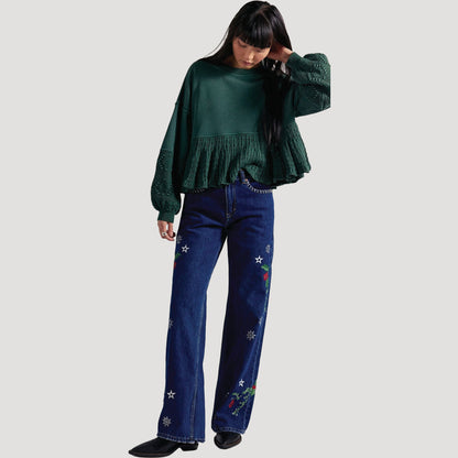 Tricia Fix Mistletoe Embroidered Tinsley Jeans