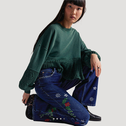Tricia Fix Mistletoe Embroidered Tinsley Jeans