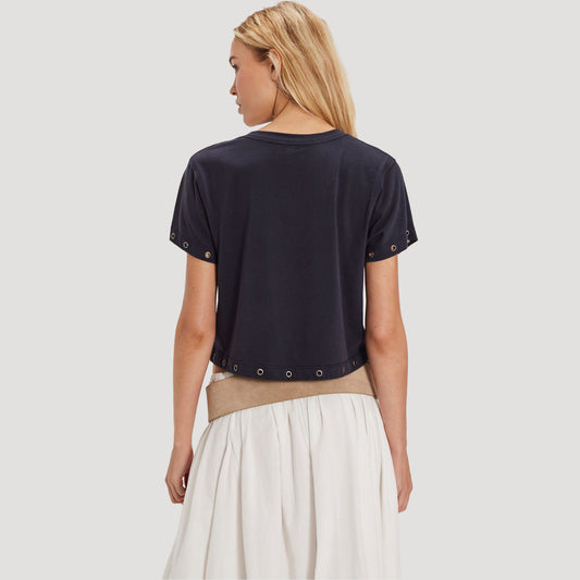 Tricia Fix Noir Grommet Crop Tee
