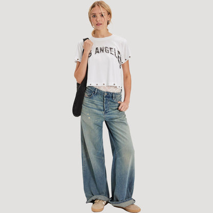 Tricia Fix Noir Grommet Crop Tee