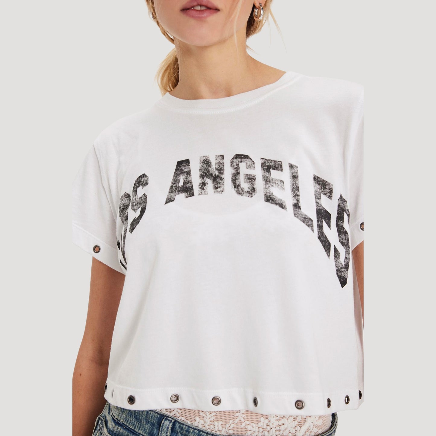 Tricia Fix Noir Grommet Crop Tee